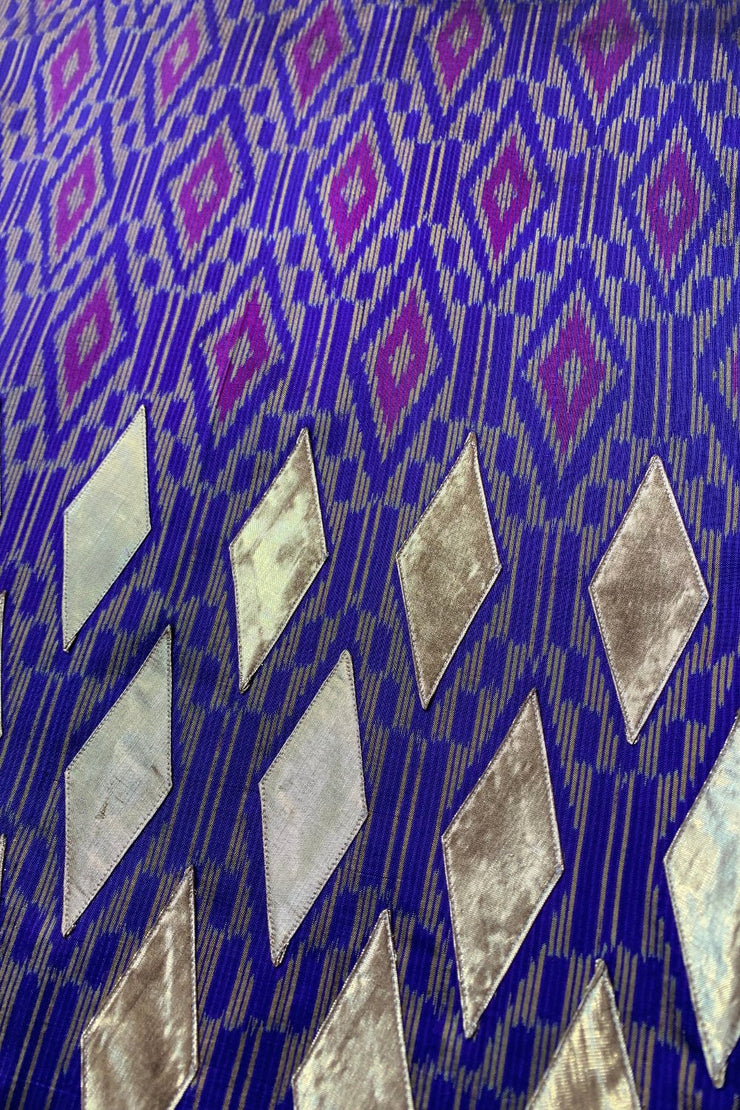 Jupe Midi « Soie Thaï Violette et Appliqués Dorés »