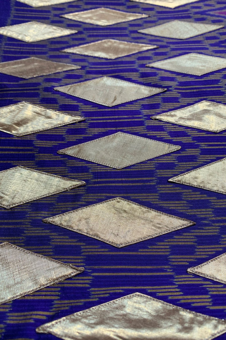 Jupe Midi « Soie Thaï Violette et Appliqués Dorés »