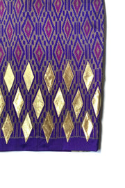 Jupe Midi « Soie Thaï Violette et Appliqués Dorés »