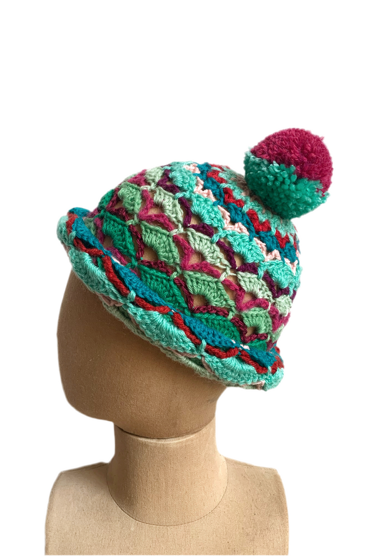 Bonnet au crochet " Menthe Poivrée "