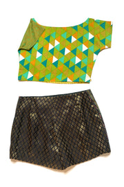 “Copper green” two-sided crop top