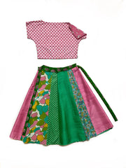 Long “Pink and Pastel Green” Wrap Skirt