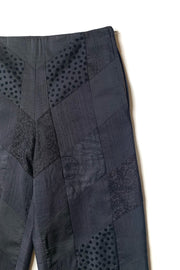 Pantalon droit noir « Patchwork Soie Thaï »