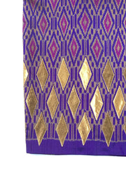 Jupe Midi « Soie Thaï Violette et Appliqués Dorés »