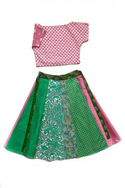 Long “Pink and Pastel Green” Wrap Skirt