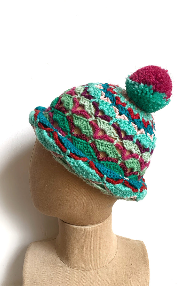 Bonnet au crochet " Menthe Poivrée "