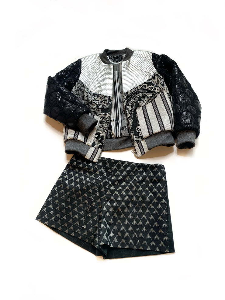 “Black Gray and Silver” Bomber Jacket