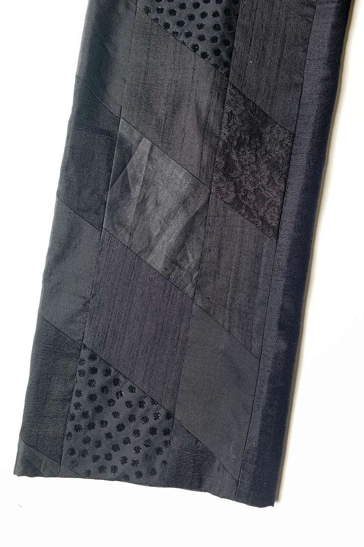 Pantalon droit noir « Patchwork Soie Thaï »