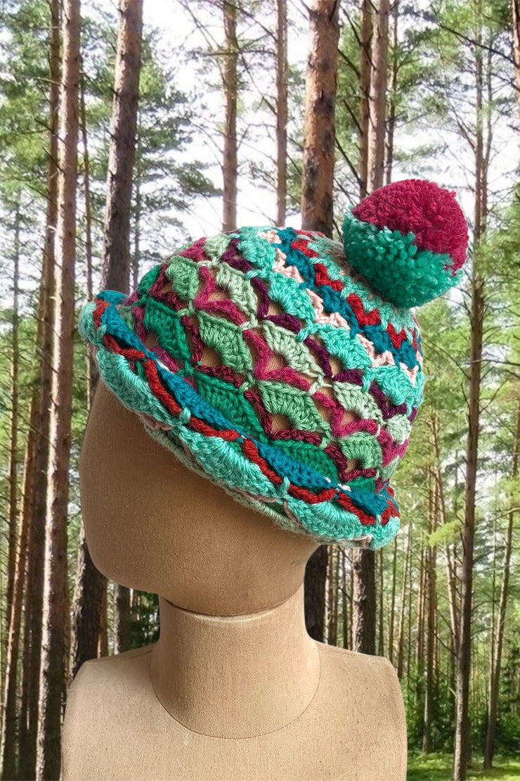 Bonnet au crochet " Menthe Poivrée "