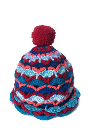 Bonnet au crochet " Bleu et Fil Rouge "