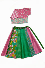 Long “Pink and Pastel Green” Wrap Skirt