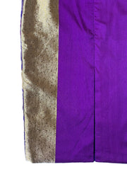 Jupe Midi « Soie Thaï Violette et Appliqués Dorés »