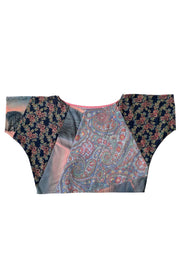 Crop top patchwork upcycling tissus fleuris et imprimé loup 