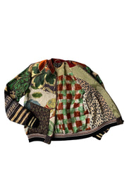 bomber patchwork nénuphars ouvert devant doublure motifs carreaux panthère photo produit fond blanc