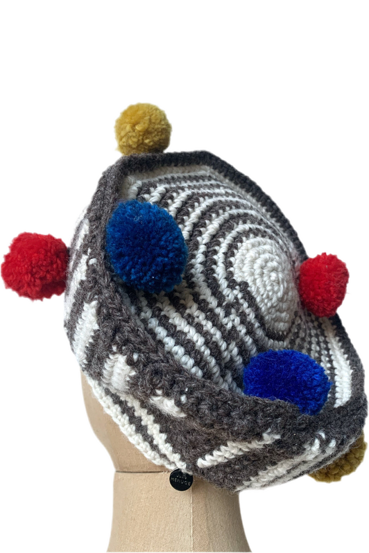 Bonnet carré grand-mère au crochet fait main, chapeau bohème rose à nouer - France