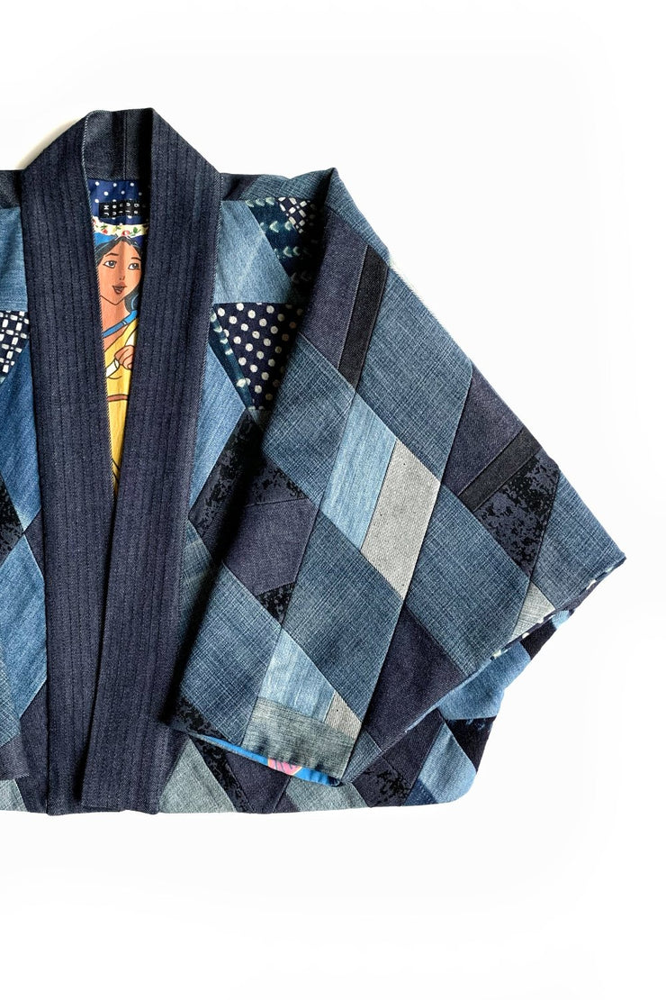 Crop Kimono « Patchwork Denim Indigo »