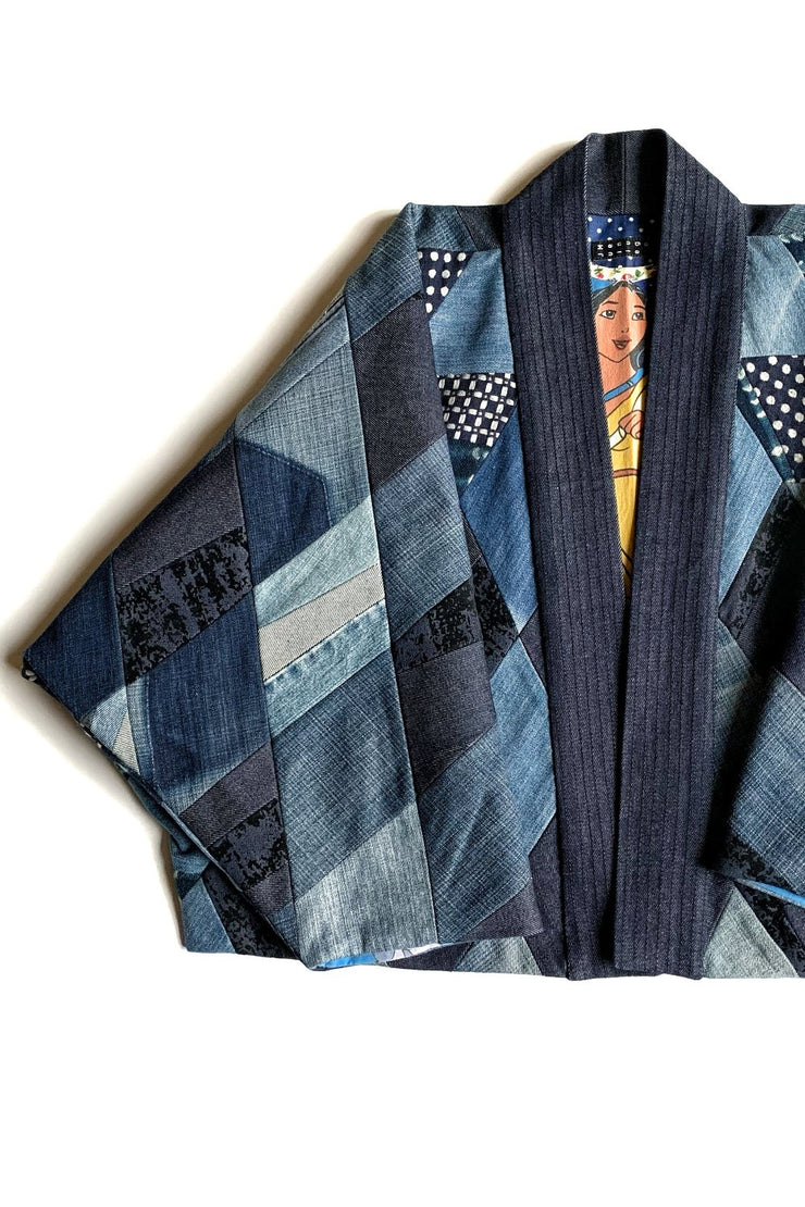 Crop Kimono « Patchwork Denim Indigo »