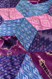 “Pink and Blue Quilted Silk Patchwork” Kimono Crop