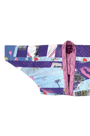 “Pink and Blue Quilted Silk Patchwork” Kimono Crop