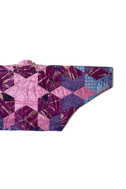 “Pink and Blue Quilted Silk Patchwork” Kimono Crop