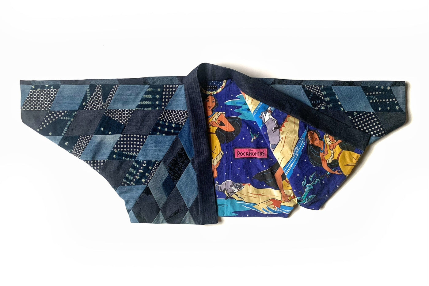 veste crop kimono en patchwork de jean's