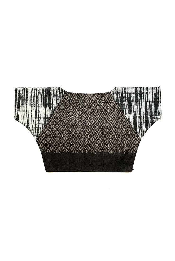 Two-sided crop top "Black White Silk"