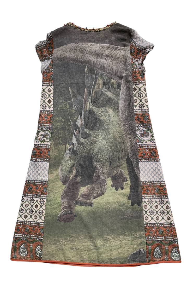 Photo du dos de la robe Jurassic à plat sur fond blanc montrant l&