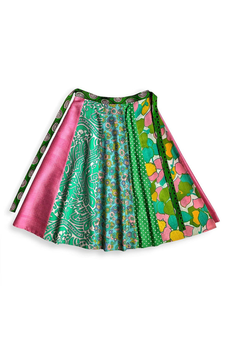 Long “Pink and Pastel Green” Wrap Skirt