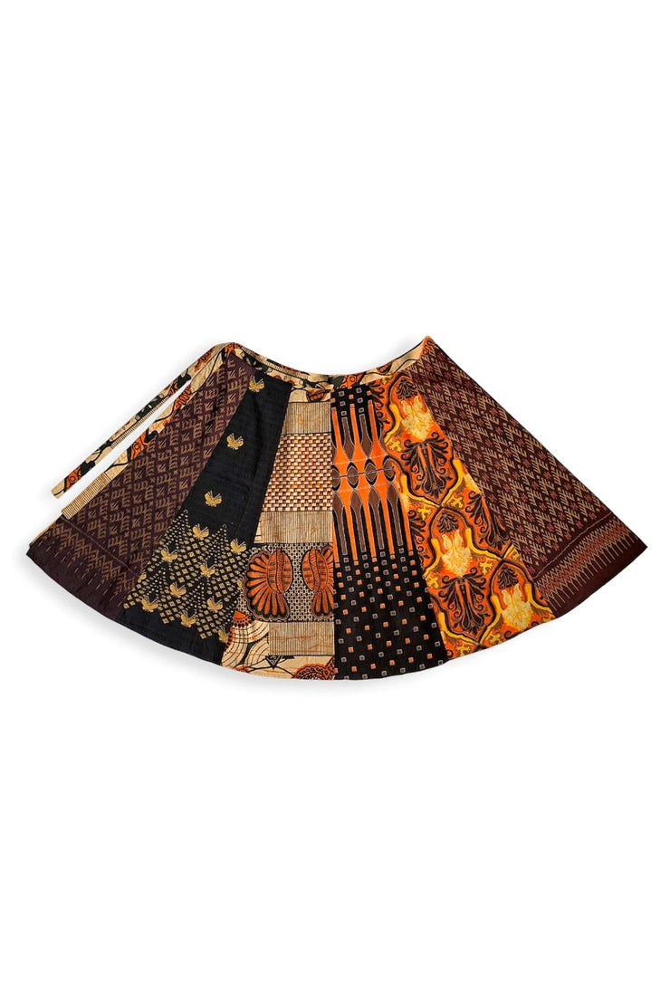 Long “Black and Orange” Wrap Skirt