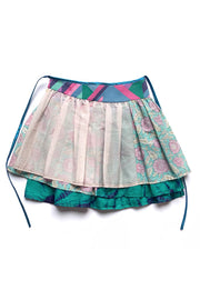 “Rose Plumeti Turquoise” Wrap Skirt
