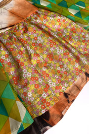 “Green silk, copper” wrap skirt