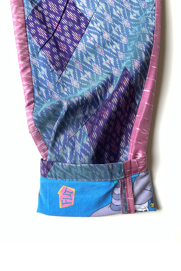 Pantalon à pinces "Patchwork soie Thaï "