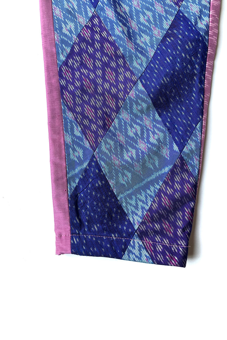 Pantalon à pinces "Patchwork soie Thaï "