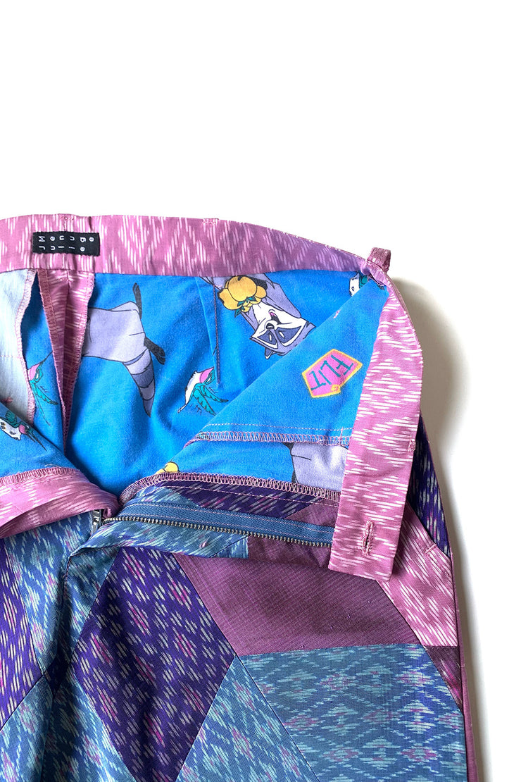 Pantalon à pinces "Patchwork soie Thaï "