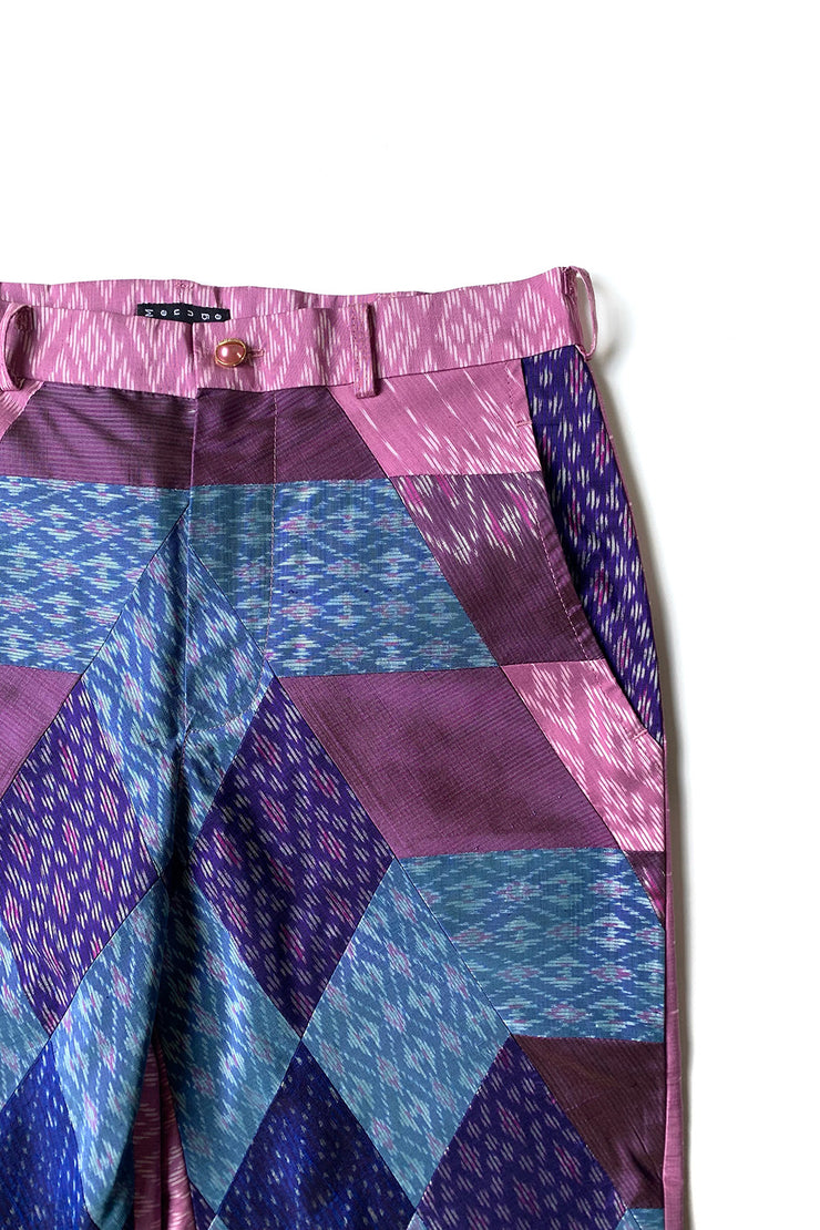 Pantalon à pinces "Patchwork soie Thaï "
