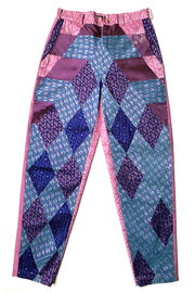 Pantalon à pinces "Patchwork soie Thaï "