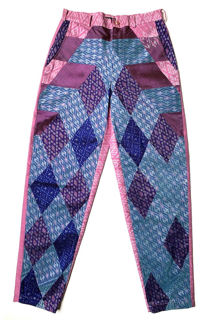 Pantalon à pinces "Patchwork soie Thaï "