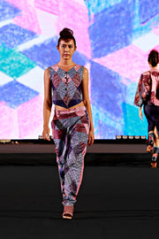 Pantalon à pinces "Patchwork soie Thaï "