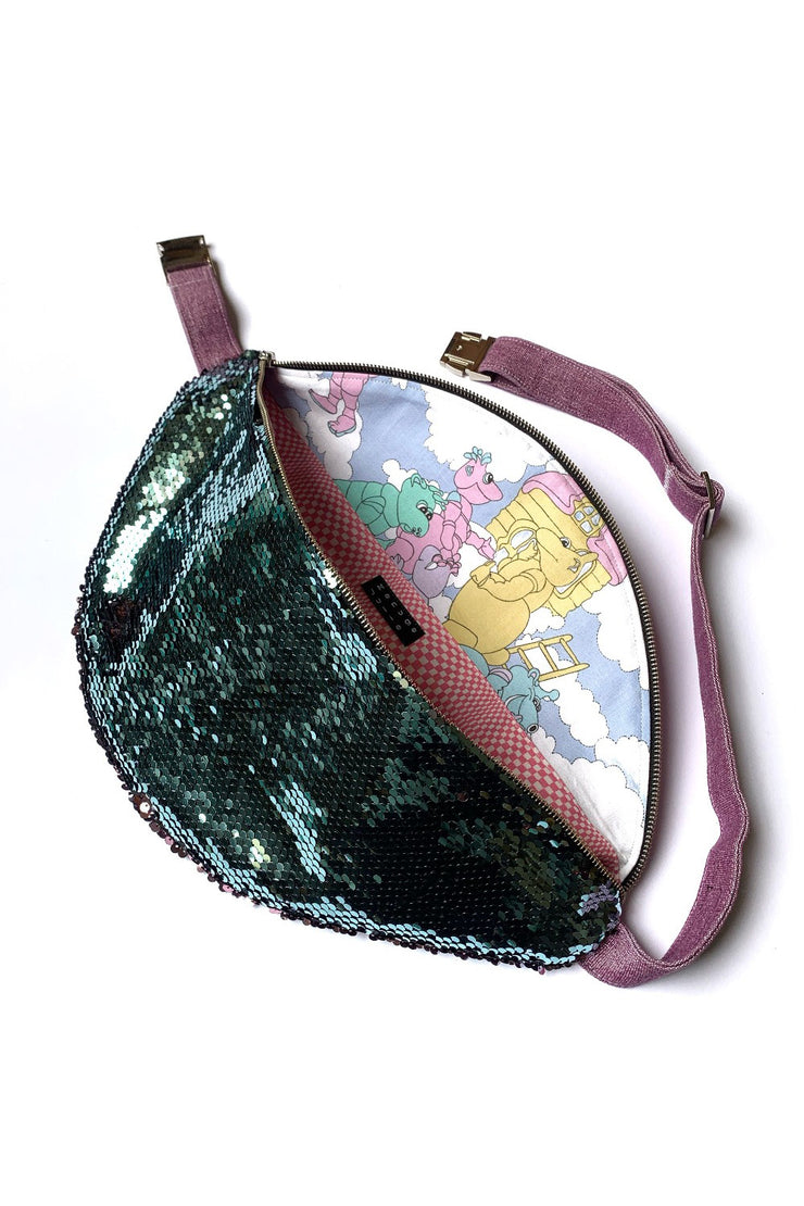 “Blue Khanta Sequins” Belt Bag