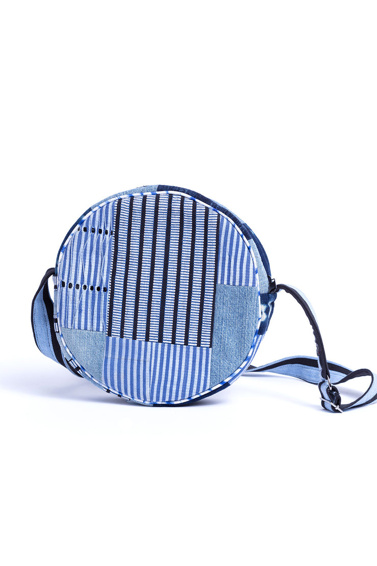 “Indigo” Tambourin bag Jean stripes
