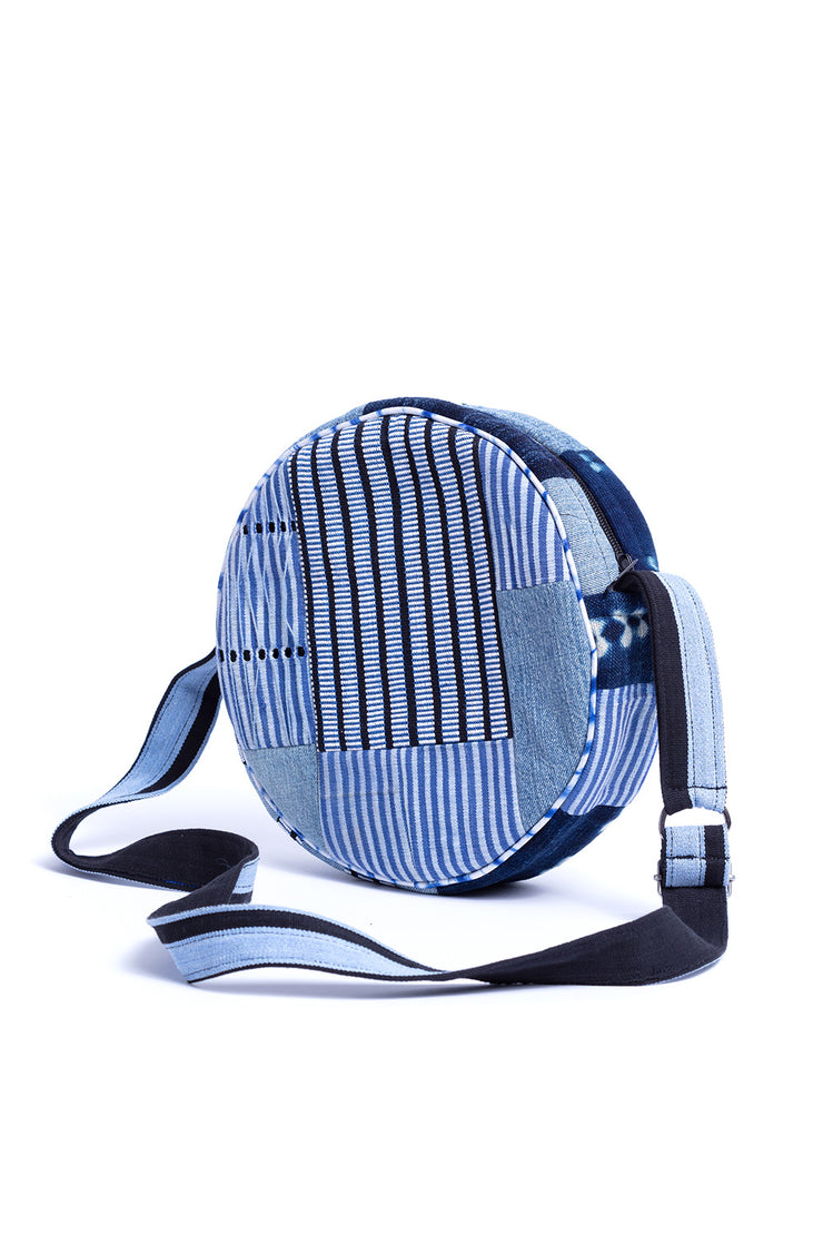 “Indigo” Tambourin bag Jean stripes