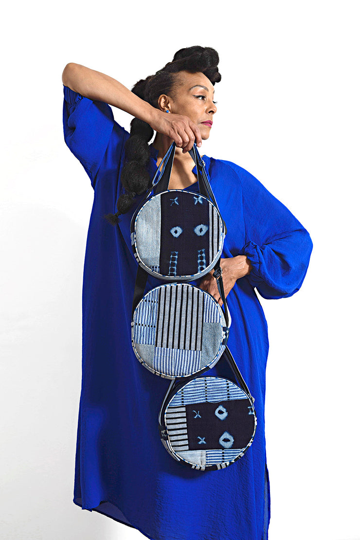 “Indigo” Tambourin Bag Weaving in strips