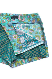 “Turquoise and Flowers” ​​mini shorts