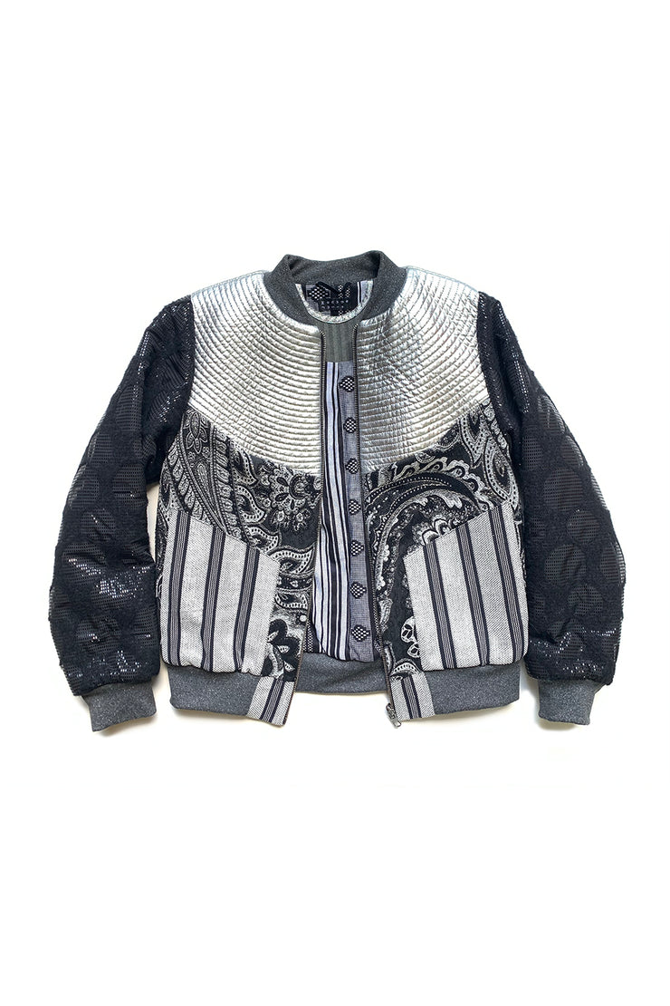 “Black Gray and Silver” Bomber Jacket