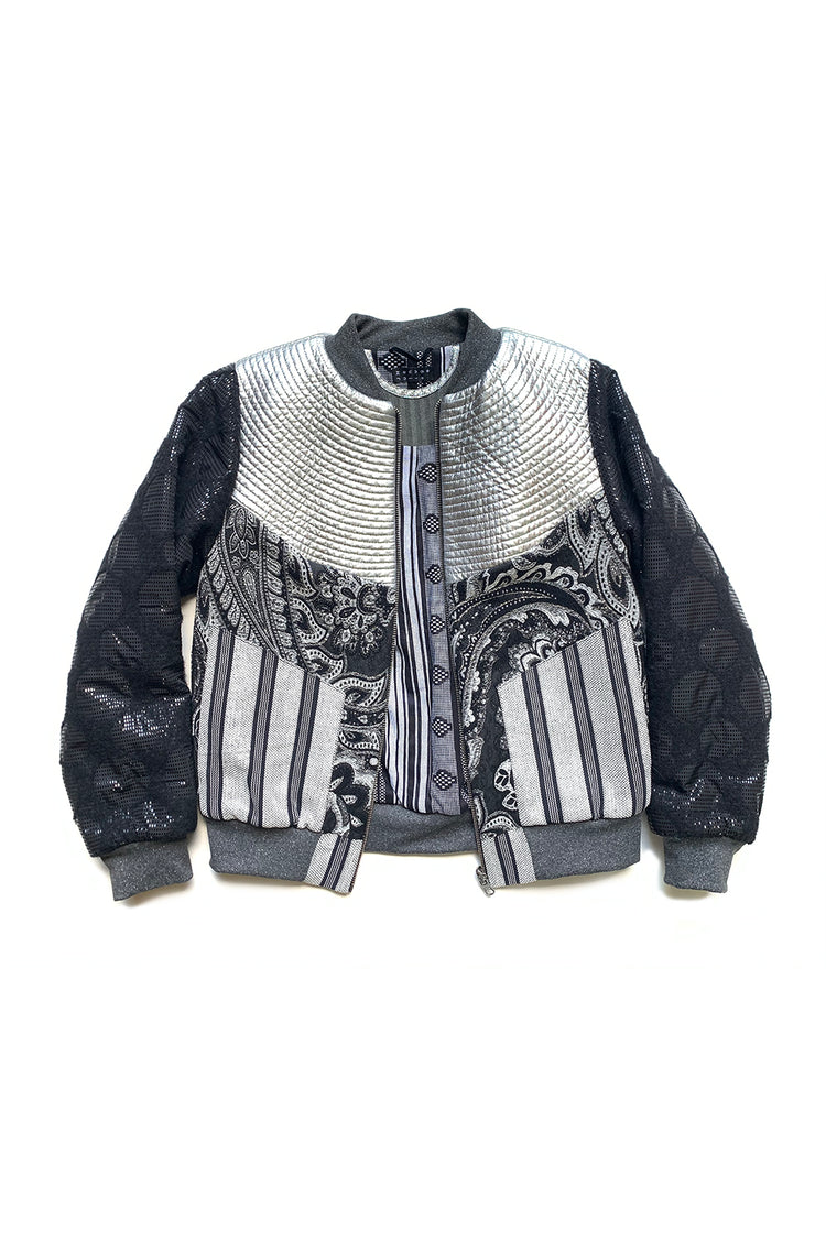 Black Gray and Silver Bomber Jacket Julie Menuge