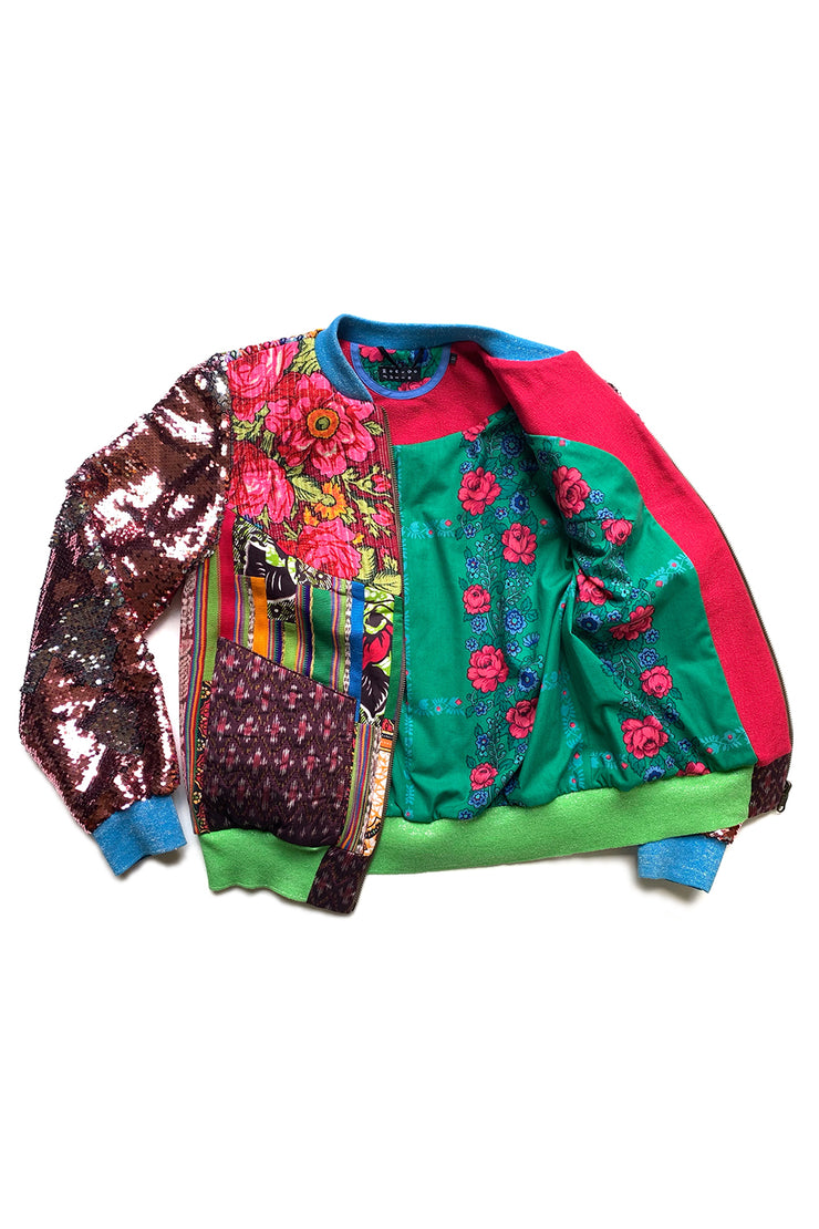 "Sequins and Peonies" Bomber Jacket