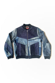 veste bomber en jeans patchwork créatrice upcycling bruxelles