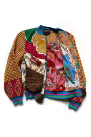 veste bomber réversible avec doublure vintage à motifs de Tortues Ninja et tissus à fleurs japonais et Européens.